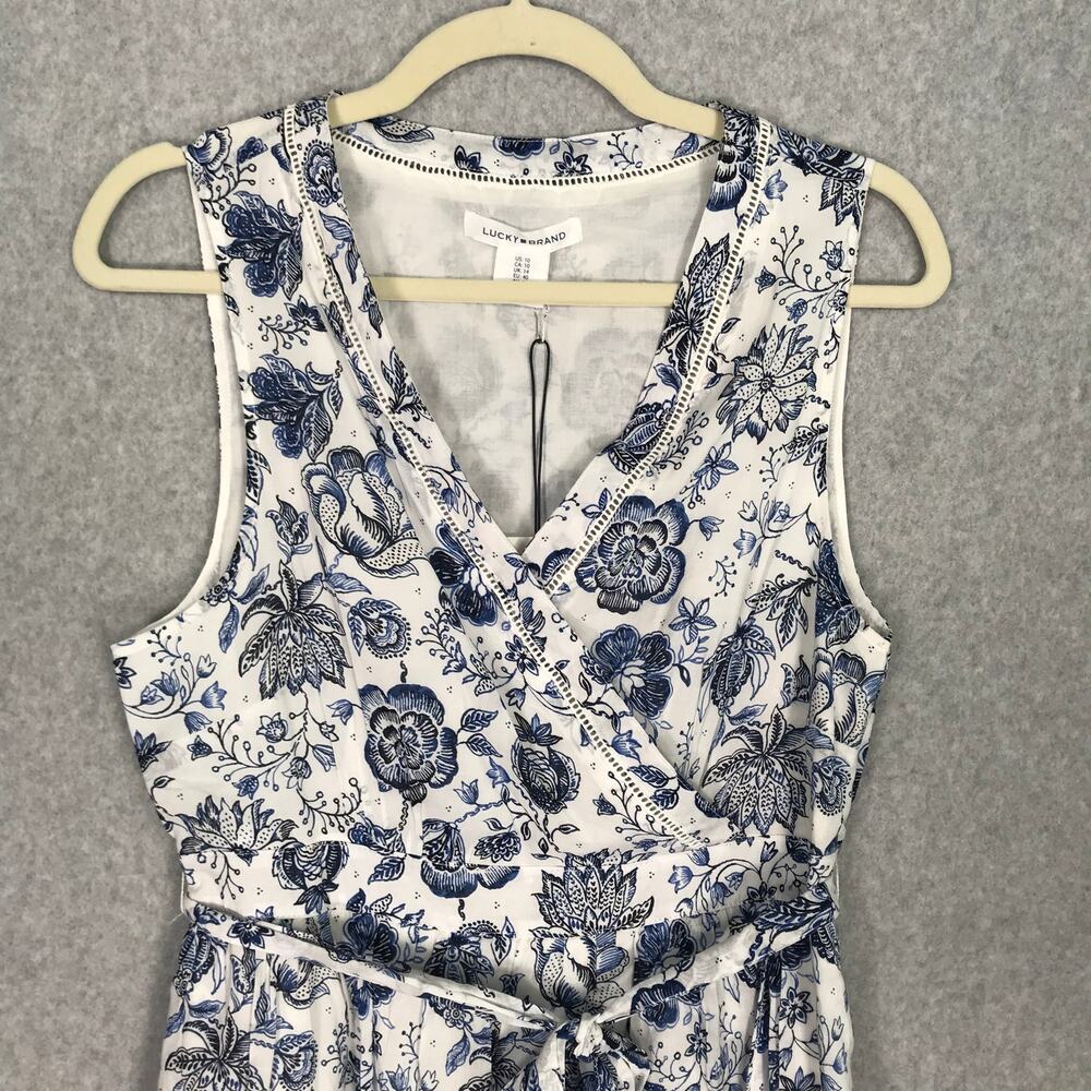 Lucky Brand White and Blue Floral Mini Dress - Picture 2 of 14